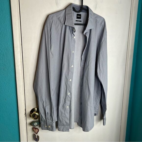 BOSS Hugo boss long sleeves button down shirt micro floral top - Picture 1 of 9